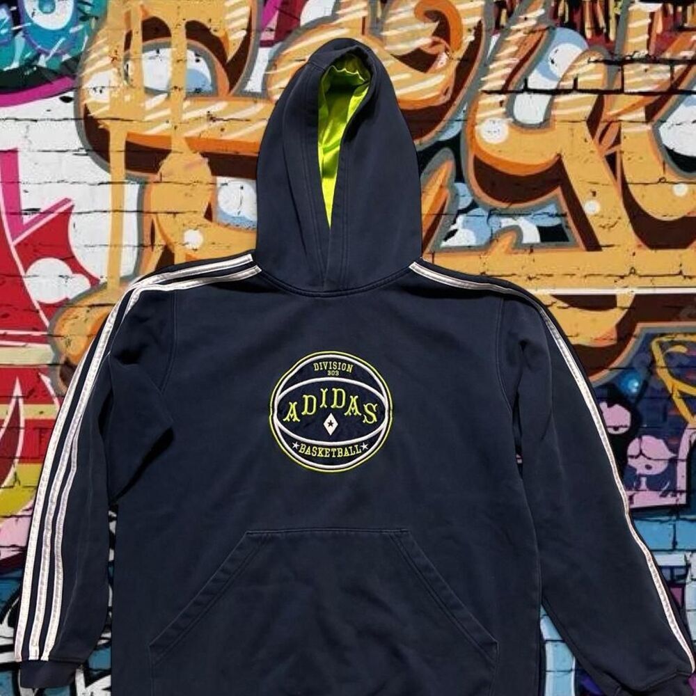 Adidas Men's Navy and Blue Hoodie